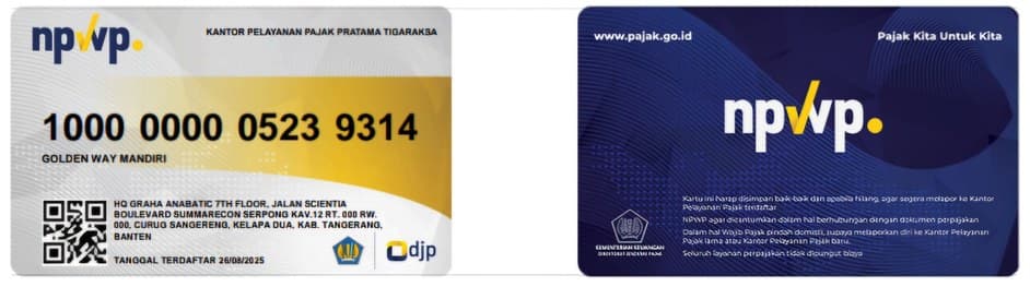 Kartu NPWP Badan PT Golden Way Mandiri